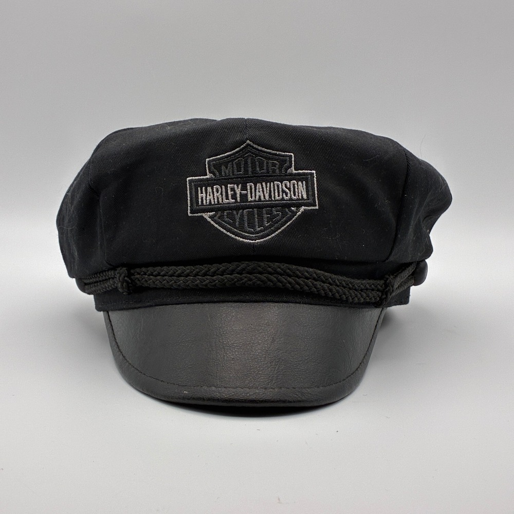 Harley-Davidson Fiddler Cap Mens L Black Embroidered Logo Biker Hat